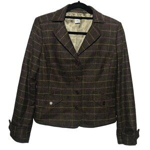 J.Crew Plaid Wool Windowpane Brown Coat